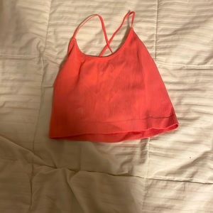 Pink crop top tank top for working out in